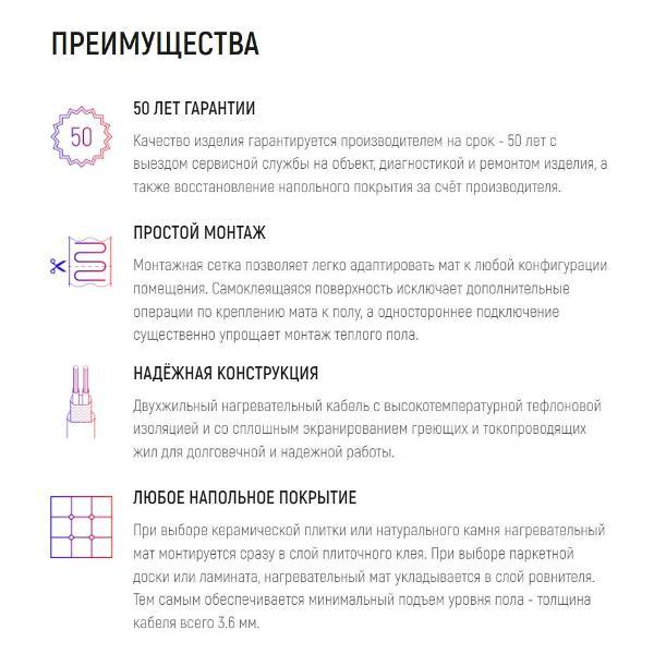 Теплый пол ERGERT Extra-200 8 м.кв 1600 Вт под плитку ETME2001600