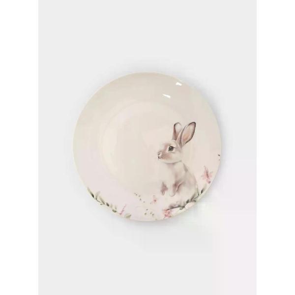 Тарелка ANNA LAFARG Тарелка закусочная, 20 см, фарфор N, белая, Кролик в цветах, Bunny
