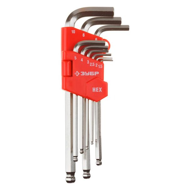 Набор ручного инструмента Зубр 27461-2_z02 ключи Г-обр. длинные (1.5-10мм, 9шт)