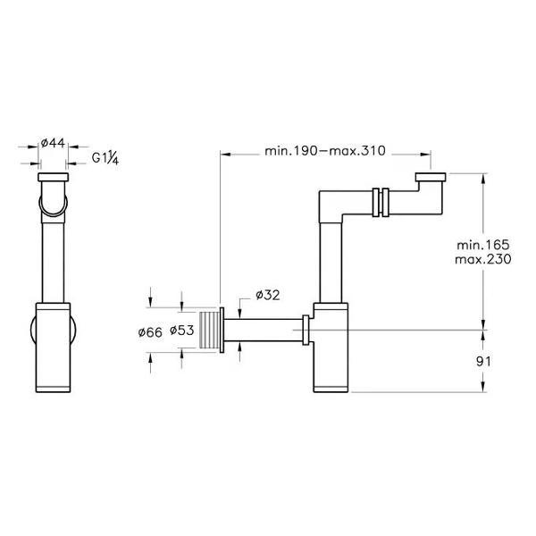 Сифон, отвод, гофра Vitra Сифон для раковины VitrA