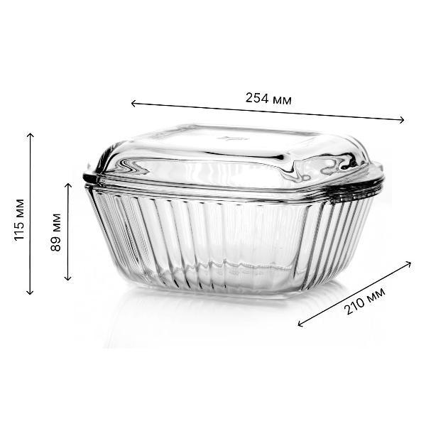 Кастрюля Pasabahce Borcam Кастрюля для запекания со стеклянной крышкой 2600 мл 254*254 мм