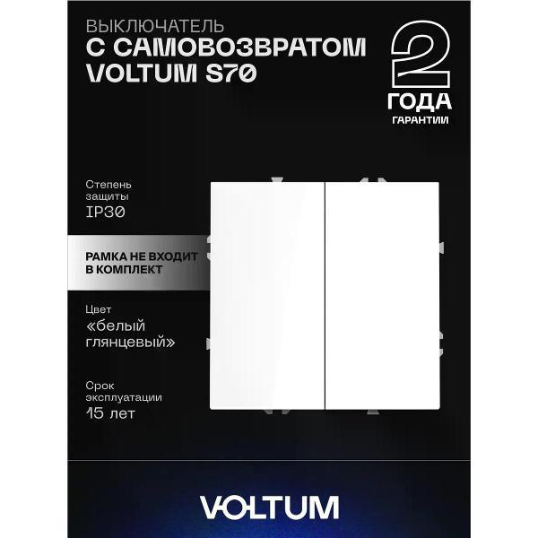Выключатель механический Voltum Выключатель с самовозвратом двухклавишный белый глянцевый