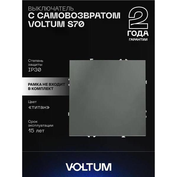 Выключатель механический Voltum Выключатель с самовозвратом VOLTUM одноклавишный 10А титан