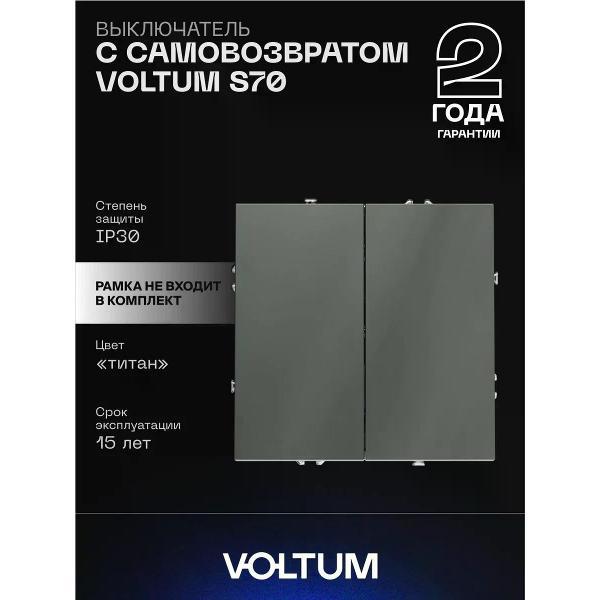 Выключатель механический Voltum Выключатель с самовозвратом VOLTUM двухклавишный 10А титан