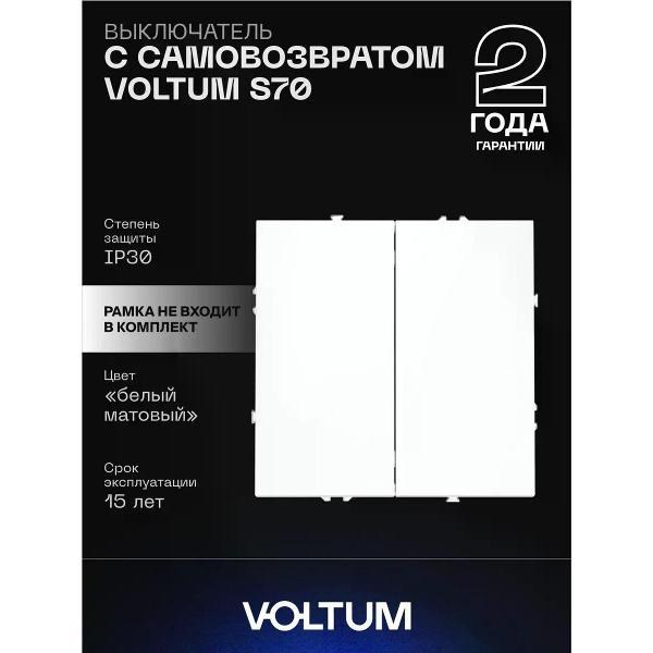 Выключатель механический Voltum Выключатель с самовозвратом двухклавишный белый матовый