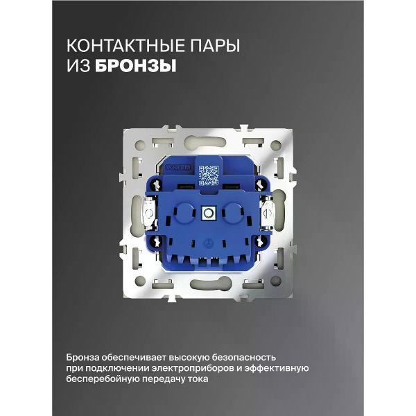 Розетка электрическая Voltum Розетка встраиваемая с заземлением Voltum черный матовый
