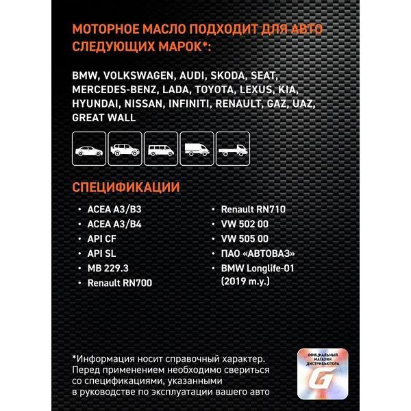 Масло моторное G-Energy 5W-40, API SN/CF, ACEA A3/B4