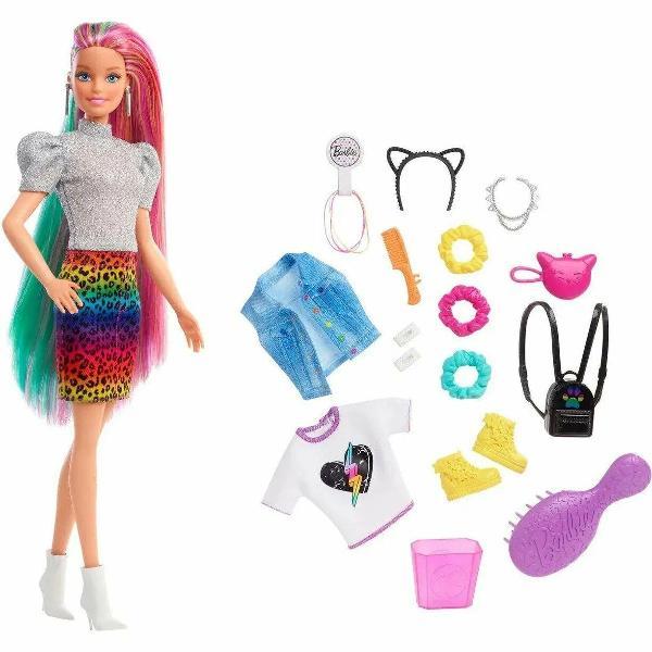Кукла Barbie с разноцветными волосами GRN81 розовый