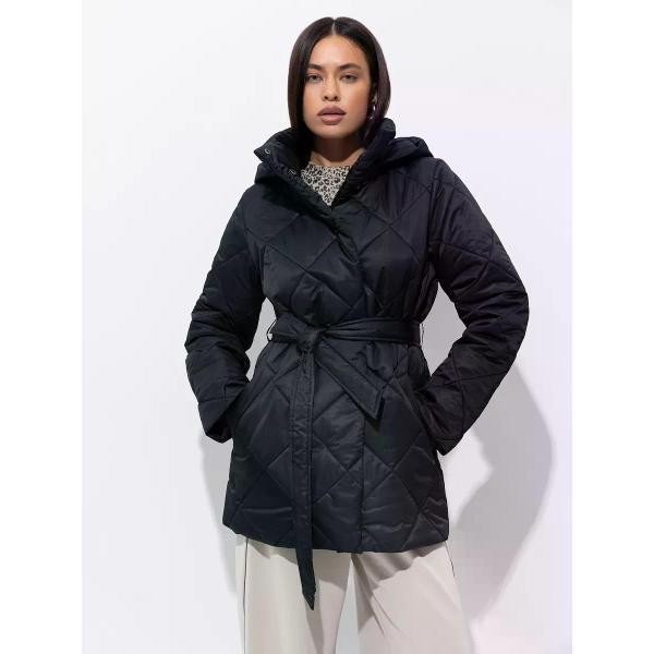 Куртка для женщин Vera Nicco Куртка стеганая с капюшоном и поясом удлиненная