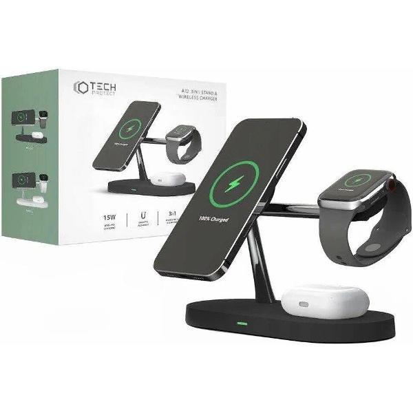 Док станция Tech-Protect A12 3в1 MAGNETIC MAGSAFE беспроводная зарядка (черный)