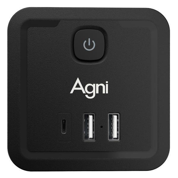 Тройник и переходник электрический AGNI TP-WJ3U4E-C-black