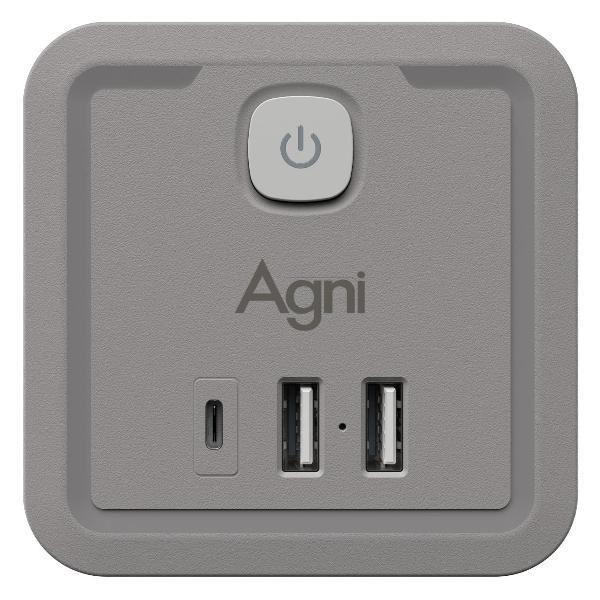 Тройник и переходник электрический AGNI TP-WJ3U4E-C-white