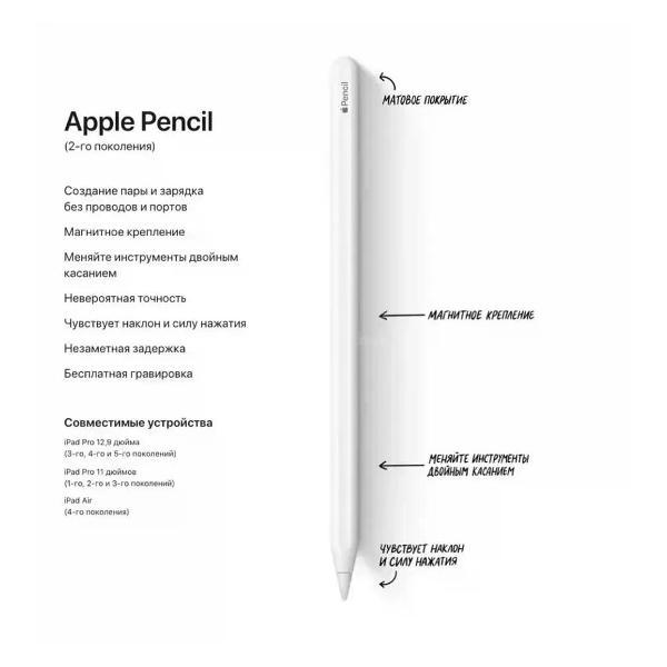 Стилус Apple Стилус Apple Pencil (2nd Generation) MU8F2, белый