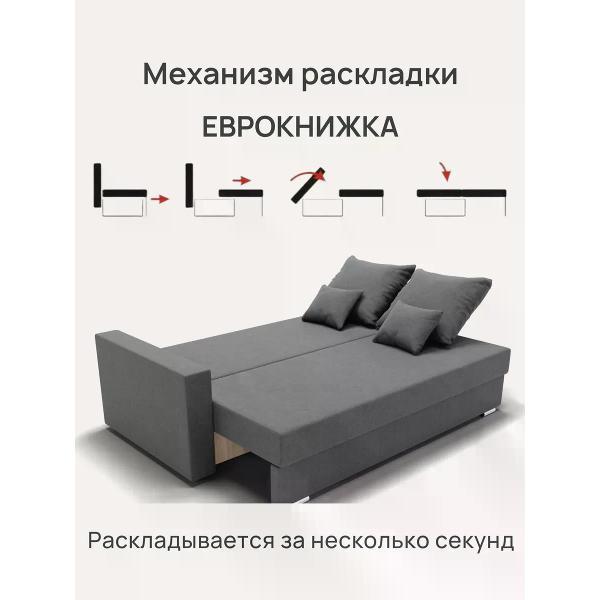 Диван нет бренда Диван двухспальный раскладной Terra, еврокнижка, велюр серый