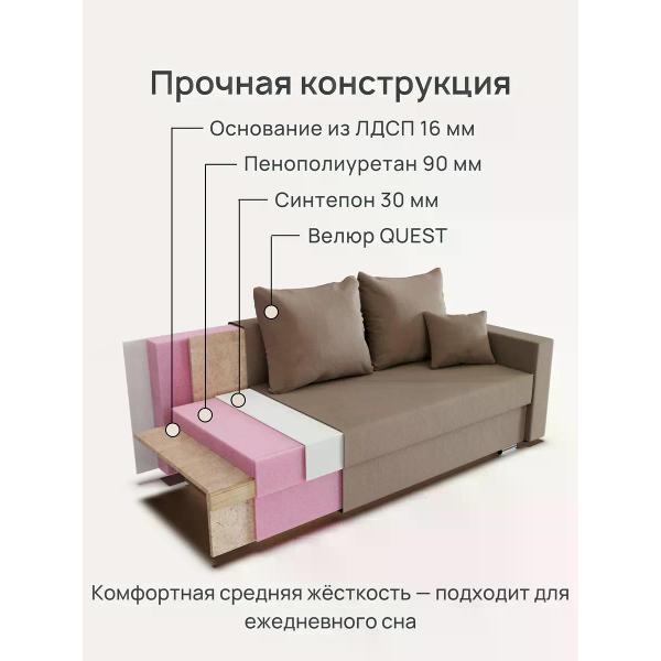 Диван нет бренда Диван двухспальный раскладной Terra, еврокнижка, велюр серый