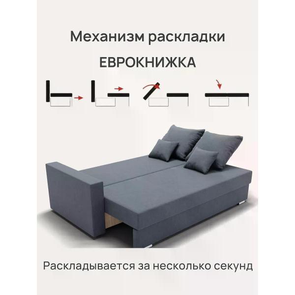 Диван нет бренда Диван еврокнижка Terra, велюр серо-голубой