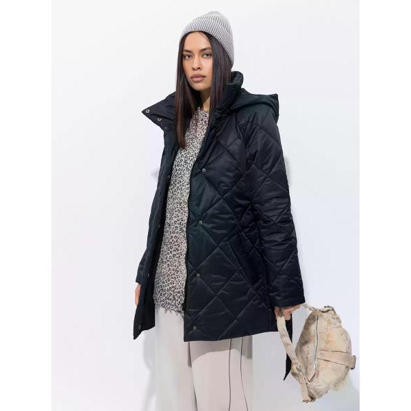 Куртка для женщин Vera Nicco Куртка стеганая с капюшоном и поясом удлиненная