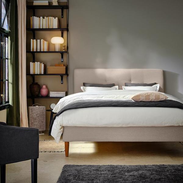 Кровать IKEA Двуспальная кровать Иданас 140х200 см, рогожка