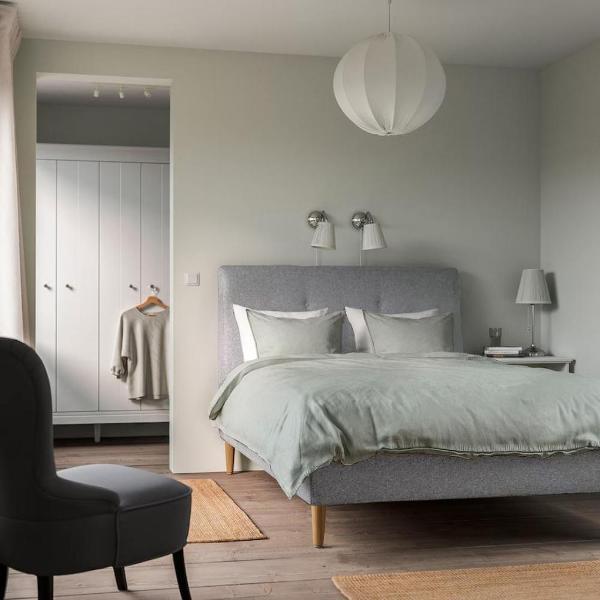 Кровать IKEA Двуспальная кровать Иданас 140х200 см, рогожка