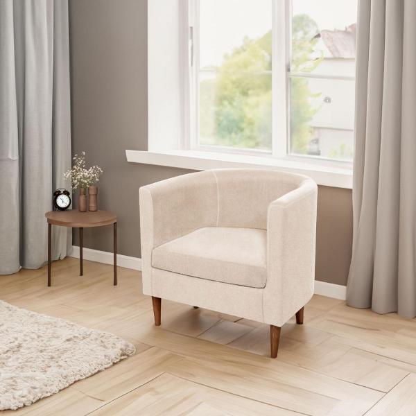 Кресло IKEA Мягкое кресло Тульсте, 65х61х62 см (бежевый, велюр)