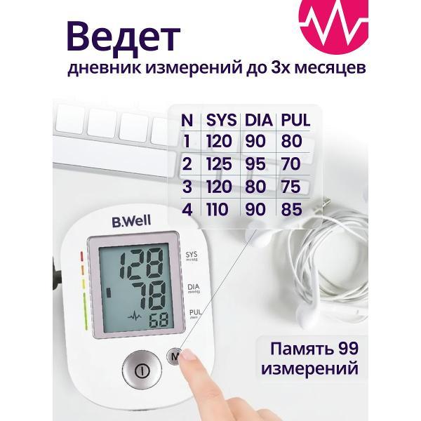 Тонометр B.Well PRO-35 автоматический, универсальная манжета 22-42 см, адаптер