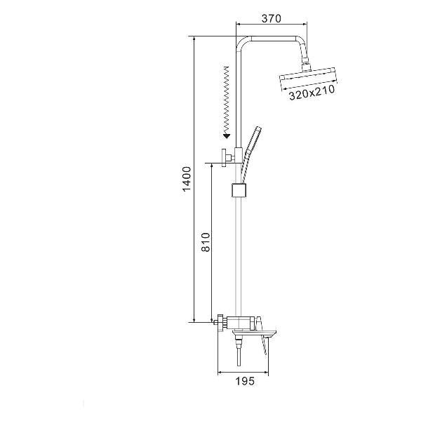 Душевая система Shevanik Душевая система для ванны однорычажная Shevanik S4226G, Золотой сатин