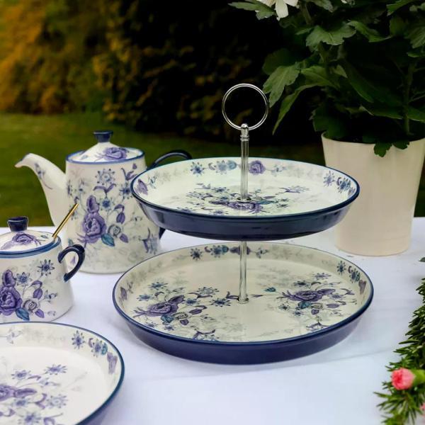 Блюдо-этажерка Kitchen Craft Kitchen Craft Блюдо сервировочное 2-ярусное Blue Rose London Pottery
