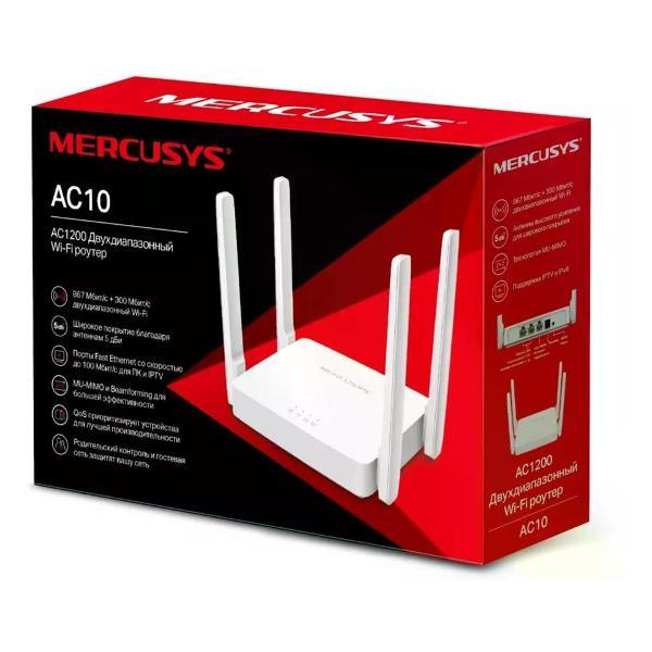 Wi-Fi роутер Mercusys AC10 AC1200 10/100BASE-TX белый