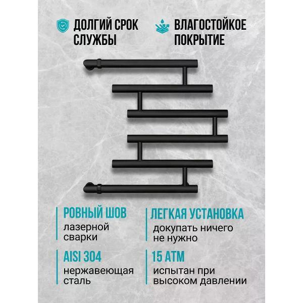 Полотенцесушитель Питер Маркет Полотенцесушитель водяной черный 500х500