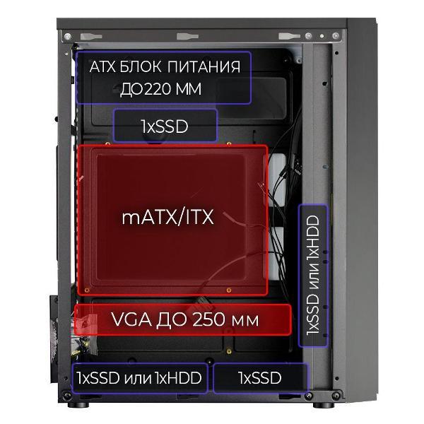 Корпус для компьютера Ginzzu B350