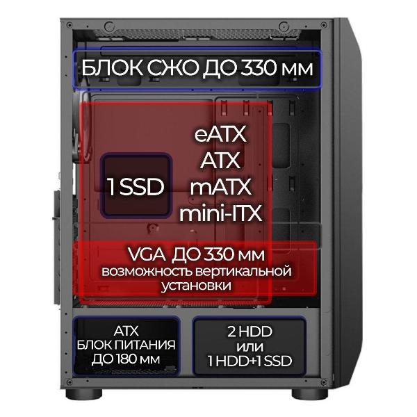 Корпус для компьютера Ginzzu GL300