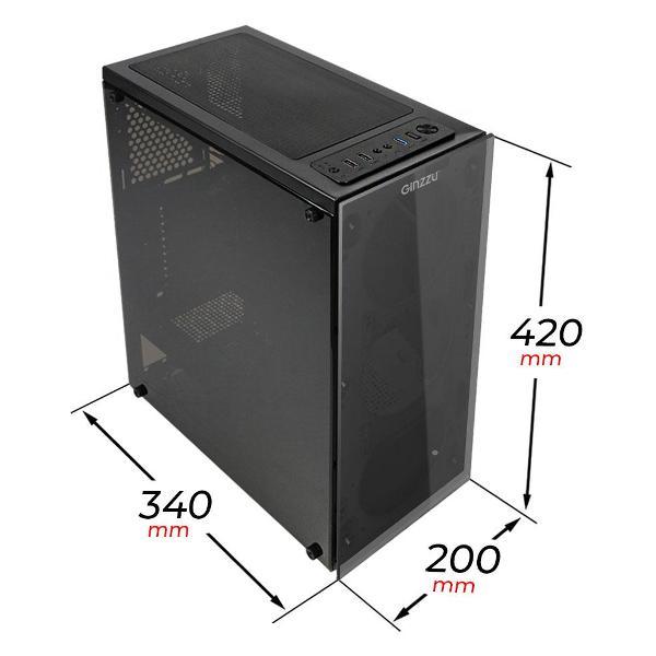 Корпус для компьютера Ginzzu SL190 боковое окно, ATX