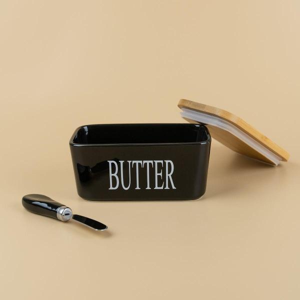 Сырница Нет бренда керамическая с крышкой и ножиком