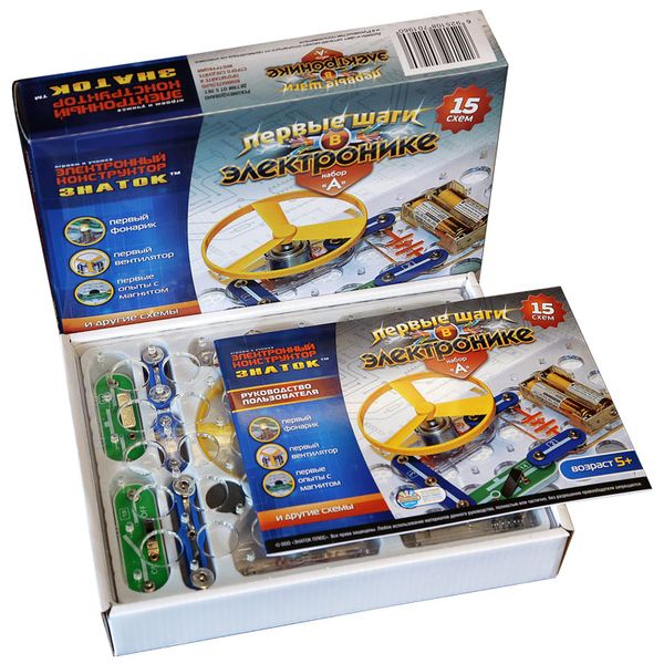 Конструктор детский Знаток 70196 ЭК: Первые шаги в эл-ке. Набор А (15 схем)