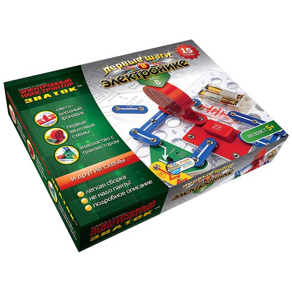 Конструктор детский Знаток 70197 ЭК: Первые шаги в эл-ке. Набор В (15 схем)