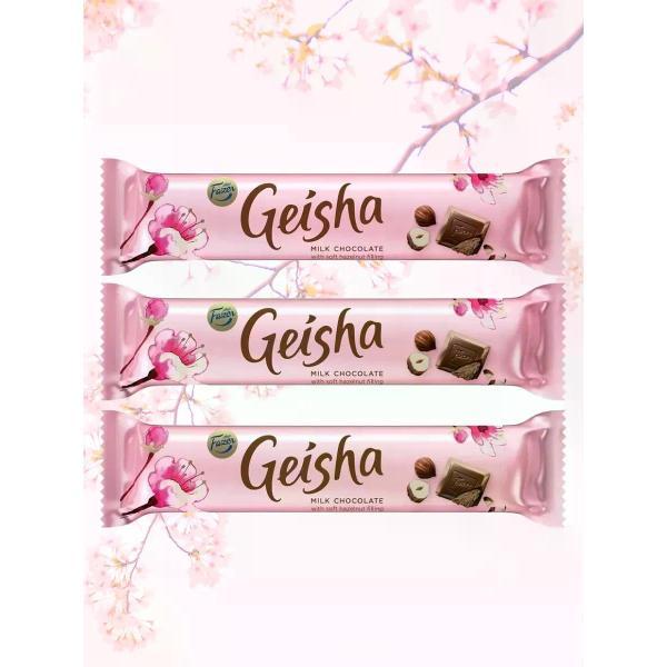 Шоколад плиточный Fazer Молочный шоколад "Geisha" с тертым орехом, 3х37гр.