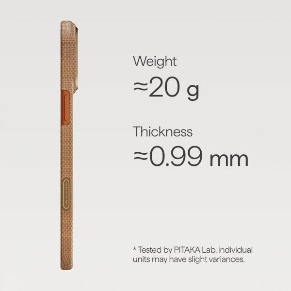 Чехол для смартфона, телефона Pitaka Ultra-Slim Case (PitaTap) для iPhone 17, Золотой (KI1701AG)