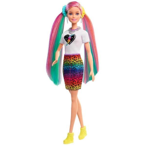 Кукла Barbie с разноцветными волосами GRN81 розовый