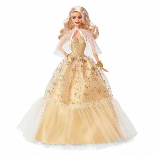 Кукла Barbie Mattel Signature - Фирменная рождественская Барби 2023 блондинка в золотом платье HJX08