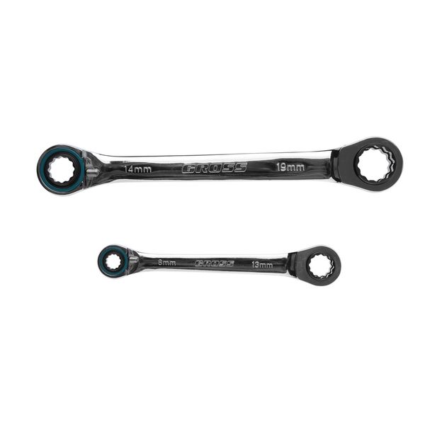 Набор ручного инструмента Gross 14893 ключи накидные с трещоткой 2шт