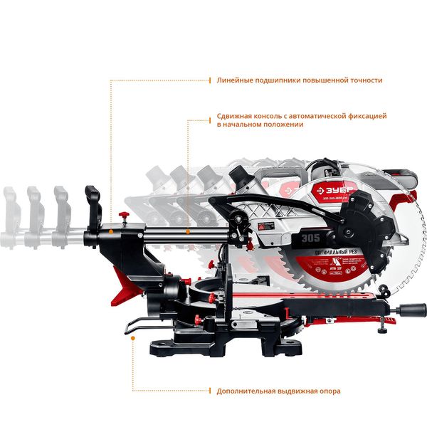 Электропила торцовочная Зубр ЗПТ-305-1800 ПЛ