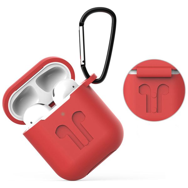 Чехол для AirPods EVA для 1/2 силиконовый с карабином Red (CBAP01R)
