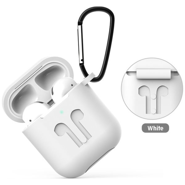 Чехол для AirPods EVA для 1/2 силиконовый с карабином White (CBAP01W)