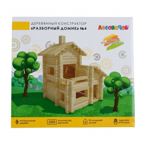 Конструктор детский ЛЕСОВИЧОК les 004 ''Разборный домик'' №4 набор 200 деталей