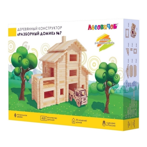 Конструктор детский ЛЕСОВИЧОК les 007 ''Разборный домик'' №7 набор 410 деталей