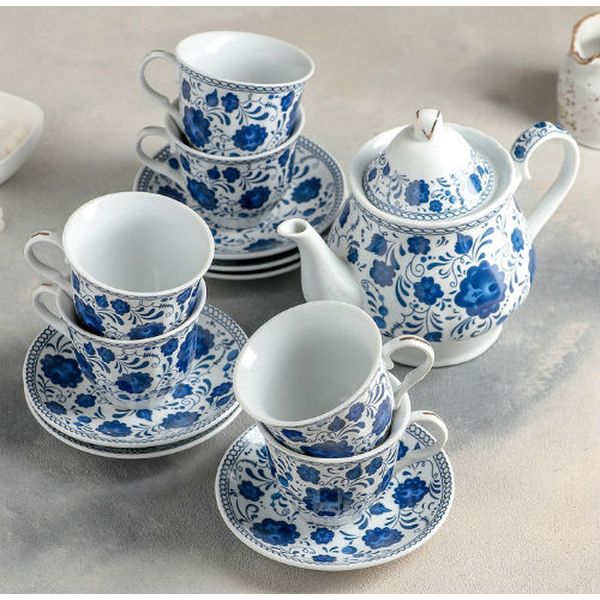 Сервиз Доляна 1405172 Русский узор на подставке (13 предметов)