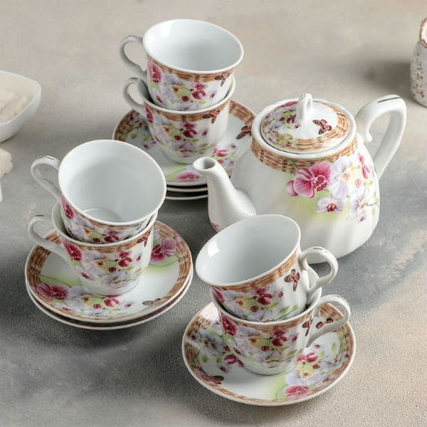 Сервиз Доляна 240600 Садовый дворик на подставке (13 предметов)