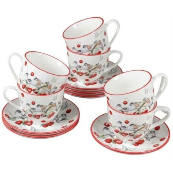 Сервиз Доляна 4498137 Снегири кофейный (12 предметов)
