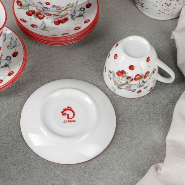 Сервиз Доляна 4498137 Снегири кофейный (12 предметов)