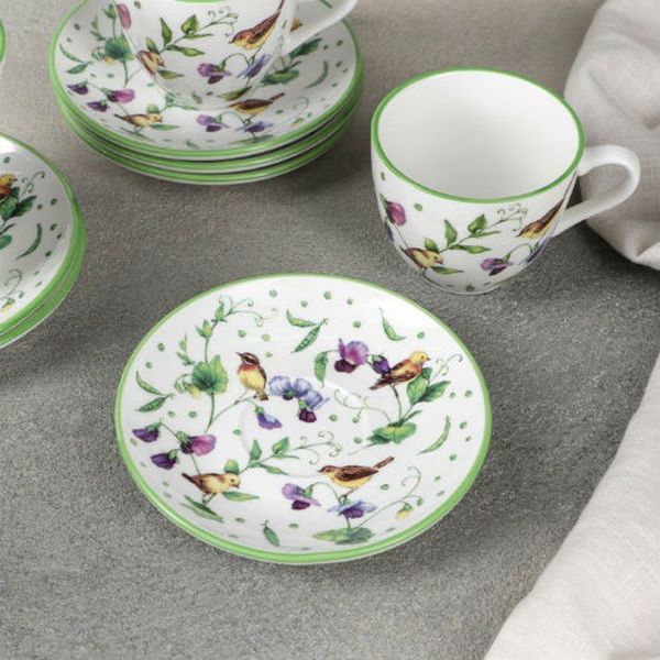 Сервиз Доляна 4498141 Зеленый сад кофейный (12 предметов)